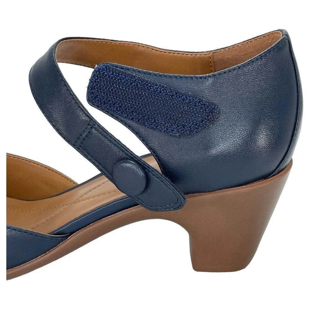 Easy Spirit Clarice Dark Blue Leather Womens Heels Size 10M - Picture 13 of 16